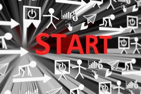 START concept blurred background 3d render illustration Stock Illustration