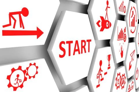 START concept cell background 3d illustration Stock Illustration