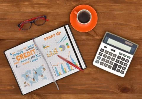 Start up concept drawing in diary 库存照片