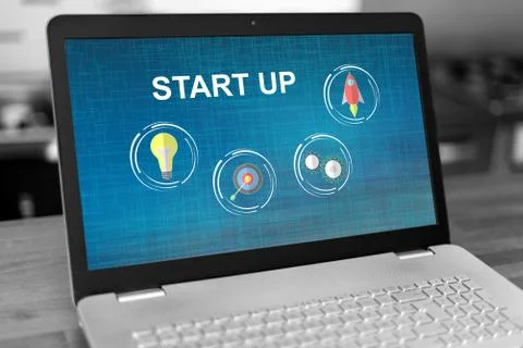 Start up concept on a laptop 스톡 사진