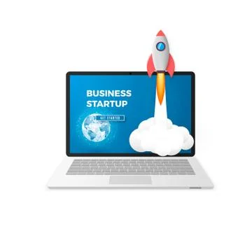 Start up concept. Rocker launch. Vector illustration Stock Illustration