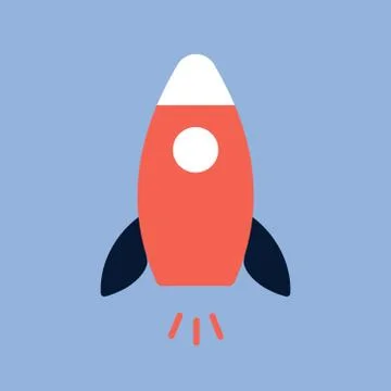 Start Up Concept Symbol Space Roket Ship Icon Trendy Modern Flat Design Template Stock Illustration