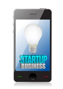 Start up concept on touchscreen of mobile phone illustration design Stock Illustration