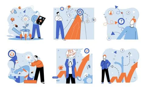 Start up. Conceptualizing and executing project requires careful planning and Illustrazione stock