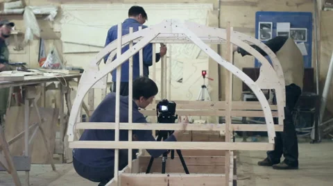 Start of construction of a boat at the shipyard Stock Footage 59519593