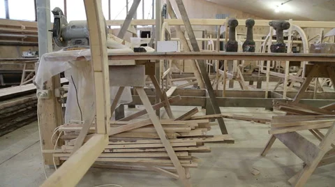 Start of construction of a boat at the shipyard Stock Footage 59519940