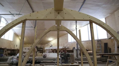 Start of construction of a boat at the shipyard Stock Footage 59519963