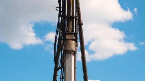 Start of construction, driving the first pile . Stock Footage 241578796