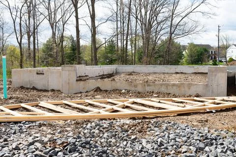 Start of construction new house foundation Stock Photos