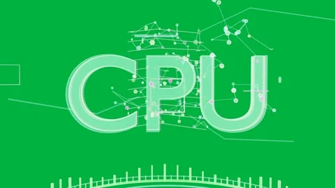 On start CPU label scaling and centering, particles forming network to show data Stock Footage 335780790