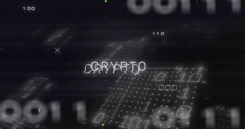 On start, CRYPTO text flickering and glitching while neon circuits pulsing Stock Footage 310743791