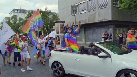 Start of CSD parade August 2022 in the city center of Braunschweig, Germany Stock Footage 204714087