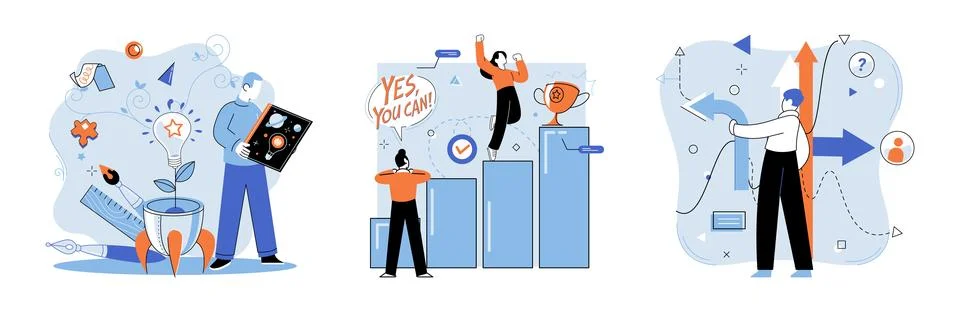 Start up. Developing prototype is important step in testing viability idea Stock Illustration