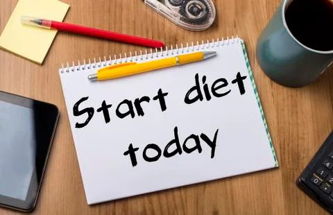Start diet today - Note Pad With Text Stock Photos