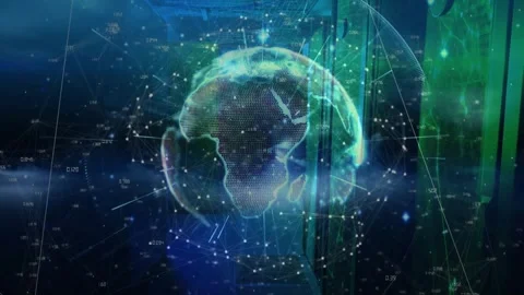 On start digital globe rotating with nodes appearing and network lines growing Stock Footage 320287744