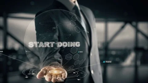 Start Doing with hologram businessman concept Stock Footage
