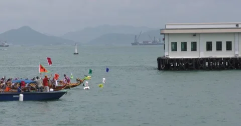 The Start of a Dragon Boat Race Stock Footage 50190163