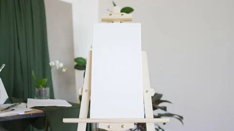Start drawing. Empty white canvas. The work of imagination Stock Footage 156210143