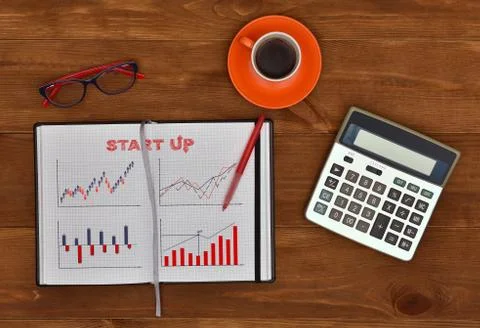Start up drawing in note pad Stock Photos