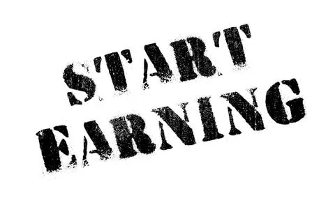 Start Earning rubber stamp Stock Illustration