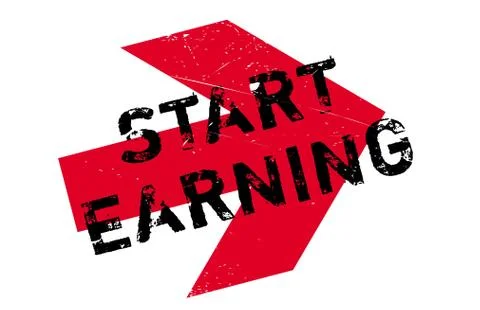 Start Earning rubber stamp Stock Illustration
