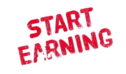 Start Earning rubber stamp Stock Illustration