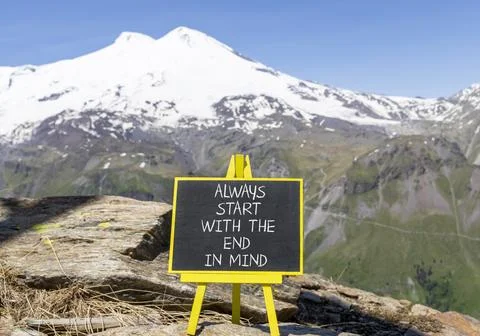 Start with the end in mind symbol. Concept words Always start with the end .. Stock Photos