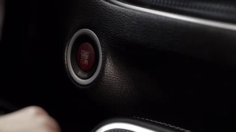 Start Engine with button press close up view Stock Footage 70582992