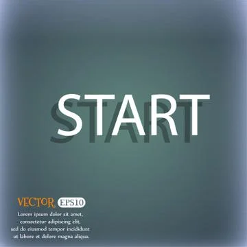 Start engine sign icon. On the blue-green abstract background with shadow and Stock Illustration