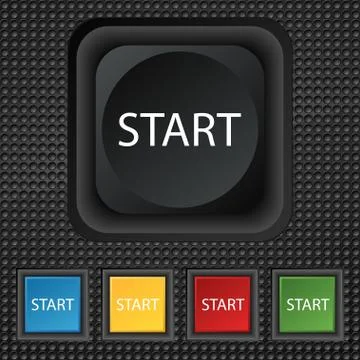 Start engine sign icon. Power button. Set of colored buttons. Stockillustratie