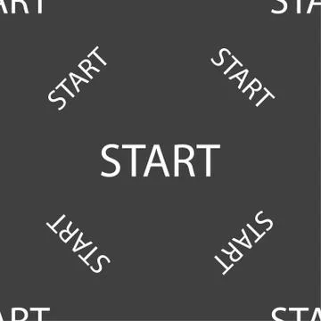 Start engine sign icon. Seamless pattern on a gray background. Illustrazione stock