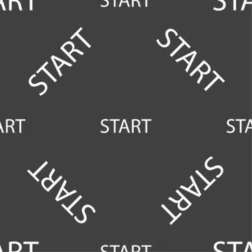 Start engine sign icon. Seamless pattern on a gray background. 스톡 일러스트