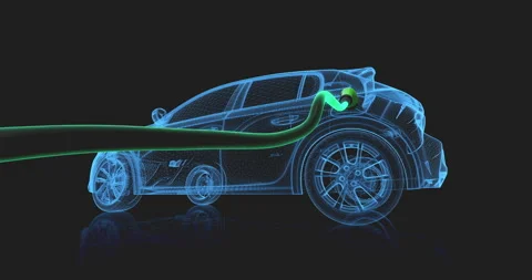 Start EV button on dashboard for clean energy car concept. Stock Footage 330873223