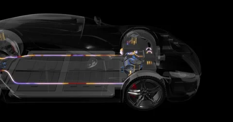 Start EV Button Triggering Electric Vehicle Battery System Animation. Stock Footage 329176597