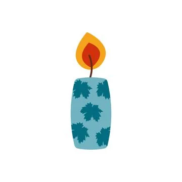 Start of fall. Cozy autumn element. Candle on a white background. Warm autumn Stock Illustration