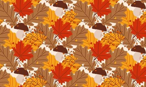 Start of fall. Cozy autumn pattern. Warm autumn season Stock-Illustration