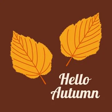 Start of fall. Cozy autumn postcard. Lettering Hello Autumn. Warm autumn season. Stock Illustration