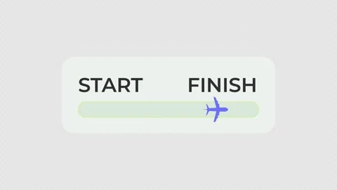 Start to finish progress path with airplane animated UI element Stock Footage 334871431