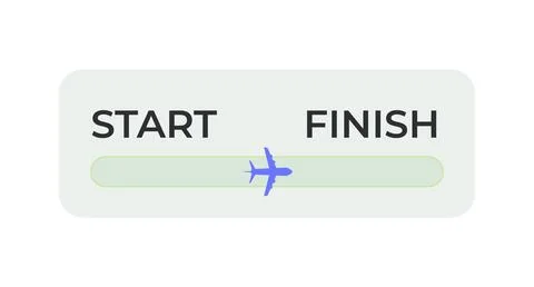 Start to finish progress path with airplane flat UI data visualization elemen Illustrazione stock