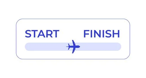Start to finish progress path with airplane line style dashboard element 스톡 일러스트
