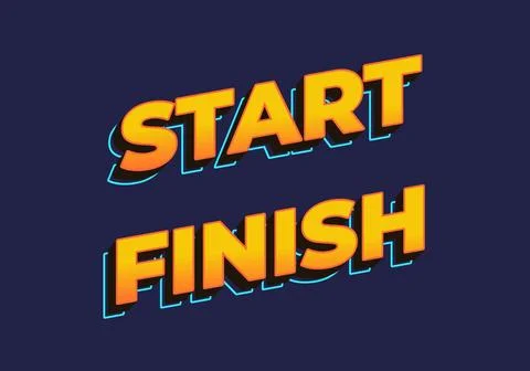 Start Finish. Text effect in 3D look. Yellow color Stock Illustration