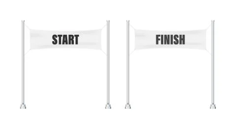 Start finish. Winner banner. Flat line cartoon vector illustration. Illustrazione stock