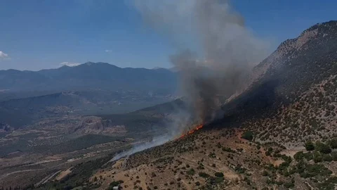 Start of Fire on the Mountain Delphi Greece 2019 08 28 Stock Footage 116408683