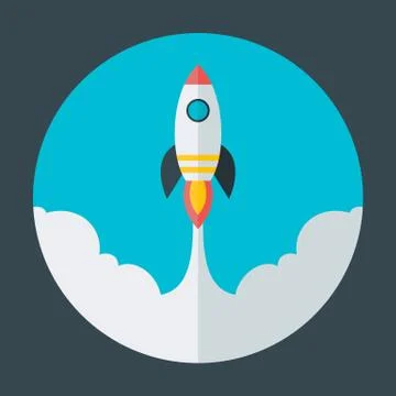 Start up flat circle icon Stock Illustration
