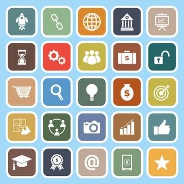 Start up flat icons on blue background Stock Illustration