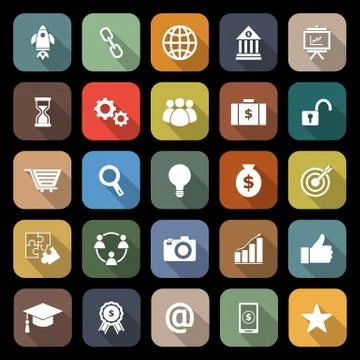 Start up flat icons with long shadow Stock Illustration