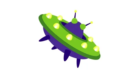Start flying ufo icon animation Stock Footage 152563891