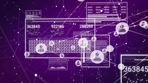 On start frames sliding grid populating numbers bubbles linking panels showing Stock Footage 329772214