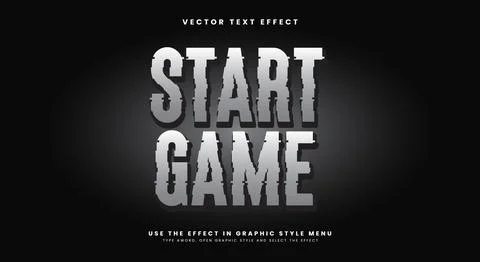 Start game chrome style 3d editable text effect Stock Illustration