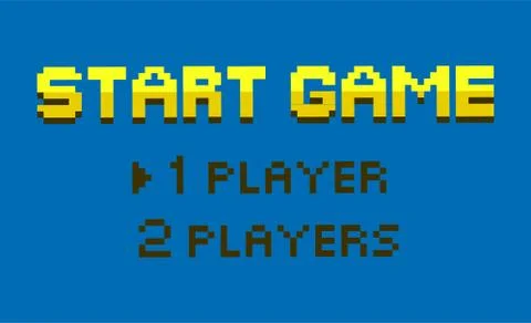 Start Game One or Two Players Option Pixel Design Stock Illustration